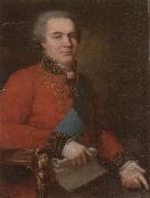 Portrait of a nobleman,half-length,seated,wearing a red tunic and the badge,star and sash of the order of the white eagle of poland